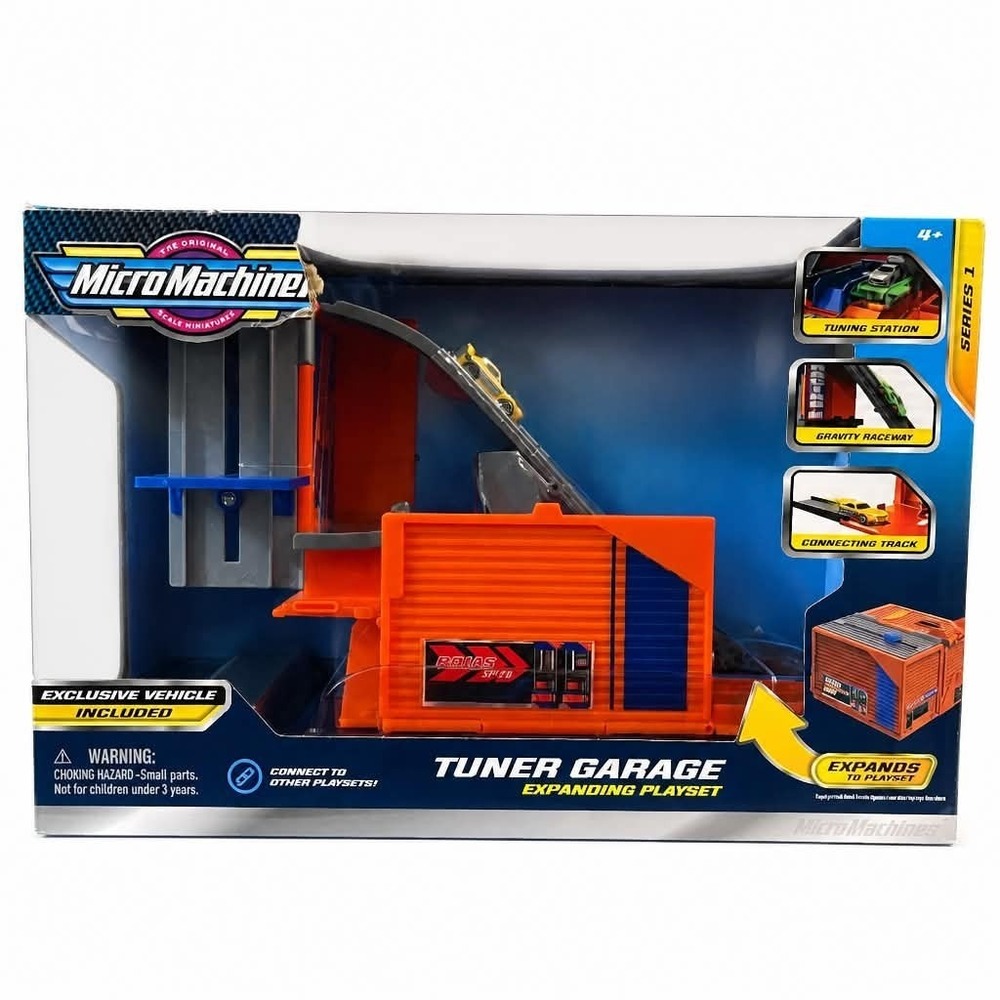 Micro Machines Tuner Garage Expanding Playset Series 1 w/ Exclusive Vehicle NEW